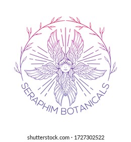 botanical seraphim, hand drawing logo