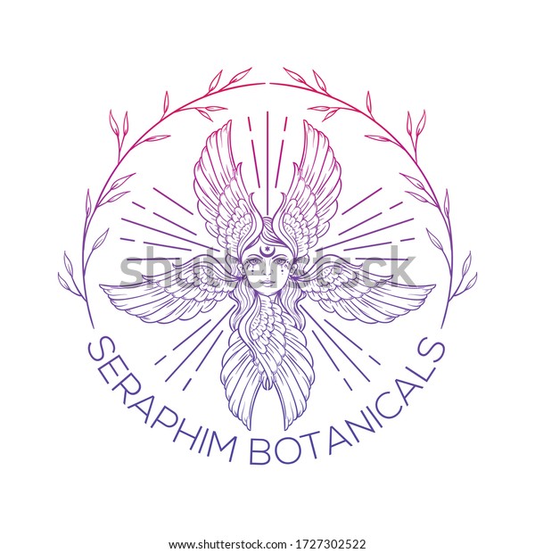 botanical seraphim, hand\
drawing logo