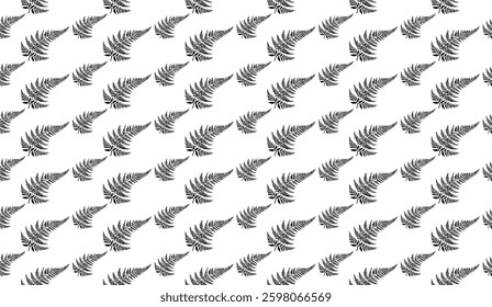 Botanical Serenity, A Seamless Fern Pattern in Black and White evoking a minimalist aesthetic and a touch of natural elegance for design applications