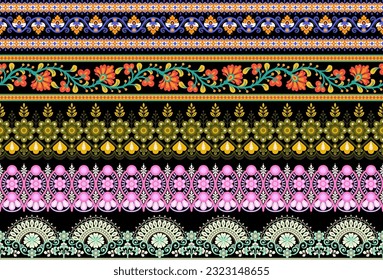 Botanical set floral Seamless. Background Seamless Pattern Geometric Ethnic pattern design for background, carpet, wallpaper, clothing, wrapping, Batik, fabric, printing textile illustration.