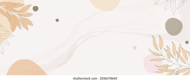 Botanical set of pastel vector wall art. Floral foliage drawing with abstract shape. Abstract plant design. Vector illustration.