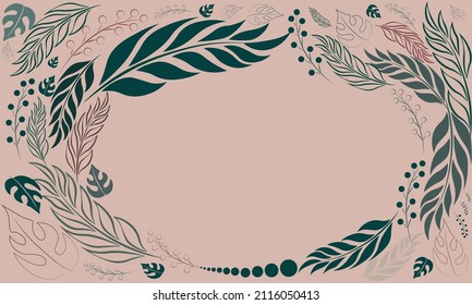 Conjunto botánico, ilustración vectorial. Cartel, postal, fondo
