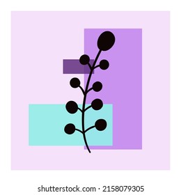 Botanical set of vector wall drawings. Floral and leafy pattern with abstract shape Vector illustration.Brown Beige white coffee leaves