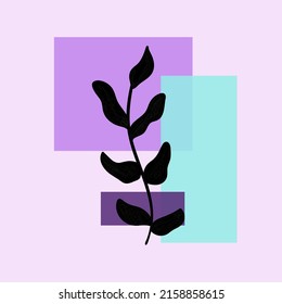 Botanical set of vector wall drawings. Floral and leafy pattern with abstract shape Vector illustration.Brown Beige white coffee leaves