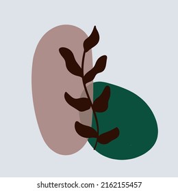 Botanischer Satz von Vektorwandzeichnungen. Blumenmuster und Blattmuster mit abstrakter Form Vektor-Illustration.Braun Beige weiße Kaffeeblätter