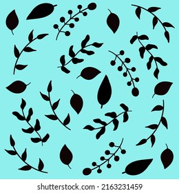 Botanical set of vector wall drawings. Floral and leafy pattern with abstract shape Vector illustration.Brown Beige white coffee leaves