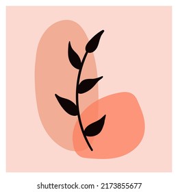 Botanical set of vector wall drawings. Floral and leafy pattern with abstract shape Vector illustration.Brown Beige white coffee leaves