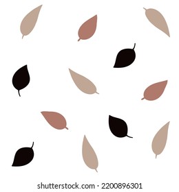 Botanical set of vector wall drawings. Floral and leafy pattern with abstract shape Vector illustration.Brown Beige white coffee leaves