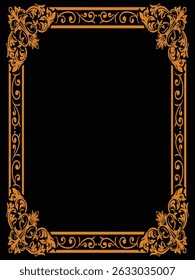 Botanical Shine Ornamental Border Premium Luxury Gold Artistic Decorative Vector