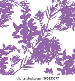 Botanical silhouette pattern seamless vector background tile