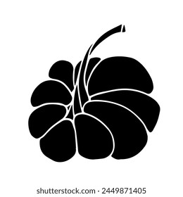 Botanical silhouette, pumpkin stamp. Vector graphics.