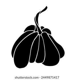 Botanical silhouette, pumpkin stamp. Vector graphics.