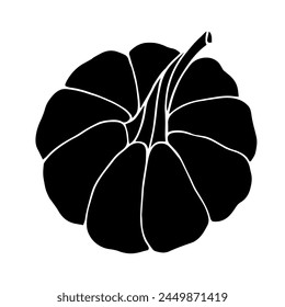 Botanical silhouette, pumpkin stamp. Vector graphics.