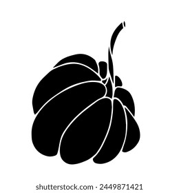 Botanical silhouette, pumpkin stamp. Vector graphics.