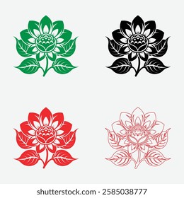 Botanical Silhouette Vector Graphics, Icon Collection