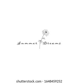 Botanical Simple Hand Drawn Logo with Wild Flower and Leaves. Minimalist Floral Logo for Spa and Beauty Salon, Boutique, Organic Shop, Wedding , Floral Designer, Photography, Cosmetic, Hand made. 