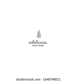 Botanical Simple Hand Drawn Logo with Wild Flower and Leaves. Minimalist Floral Logo for spa and beauty salon, boutique, organic shop, wedding , floral designer, photography, cosmetic, hand made. 