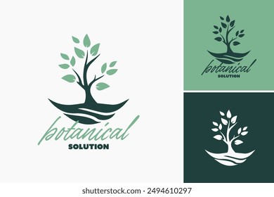 Botanical Solution Logo Template symbolizes botanical expertise and eco-friendly solutions for various industries.