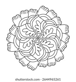 Botanical spiral design mandala coloring book page