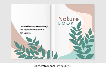 conjunto de portada de página de estilo botánico. Para cuadernos, planificadores, folletos, libros, catálogos, etc.fondo abstracto con elementos de hoja dibujados a mano 