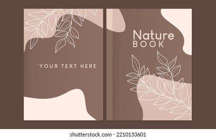 botanical style page cover set.abstract background with line art leaf elements.For notebooks, planners, brochures, books, catalogs etc.