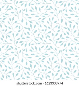 Botanical style seamless pattern. Twigs and leaves. 