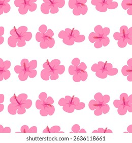 Botânico verão sem costura padrão com botões de flores de hibisco. Flor floral vetor abstrato plano de fundo