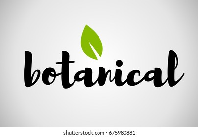 botanical text green leaf black white logo vector creative company icon design template color colorful black background handwritten handwriting