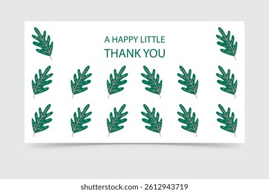 Botanical thank you card with repeating green leaf pattern, perfect for modern greeting card designs.