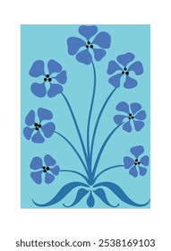 Botanical Travel Postcard with Organic Forms With Flowers and Leaves. Floral Summer Sticker Illustration. Kitchen Wall Hanging with Positive Nature Design