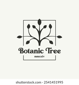 Botanical tree logo design template. Forest tree logo template