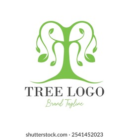 Botanical tree logo design template. Forest tree logo template