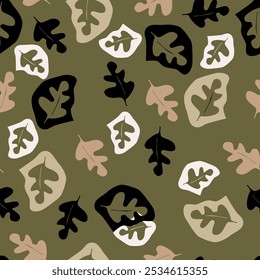 Botanical trendy seamless pattern. Flower and leaves abstract shape doodle art design for print, wallpaper, clipart, wall art for home decoration