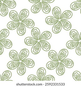 Botanical trendy seamless pattern. Flower and leaves abstract shape doodle art design for print, wallpaper, clipart, wall art for home decoration
