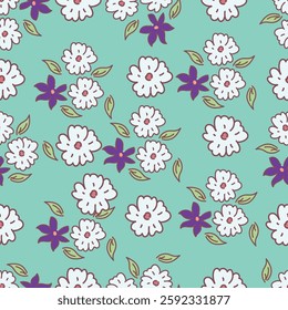 Botanical trendy seamless pattern. Flower and leaves abstract shape doodle art design for print, wallpaper, clipart, wall art for home decoration
