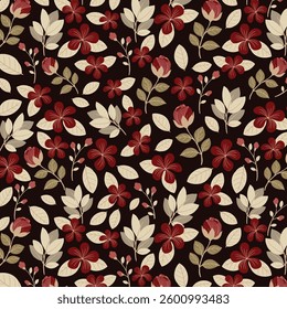 Botanical trendy seamless pattern. Flower and leaves abstract shape doodle art design for print, wallpaper, clipart, wall art for home decoration.