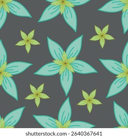 Botanical trendy seamless pattern. Flower and leaves abstract shape doodle art design for print, wallpaper, clipart, wall art for home decoration