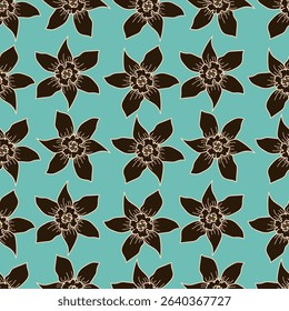 Botanical trendy seamless pattern. Flower and leaves abstract shape doodle art design for print, wallpaper, clipart, wall art for home decoration