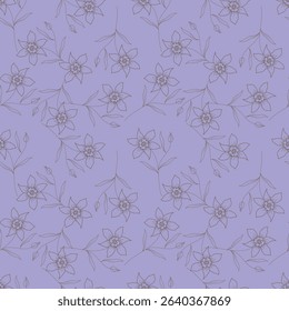 Botanical trendy seamless pattern. Flower and leaves abstract shape doodle art design for print, wallpaper, clipart, wall art for home decoration