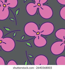 Botanical trendy seamless pattern. Flower and leaves abstract shape doodle art design for print, wallpaper, clipart, wall art for home decoration