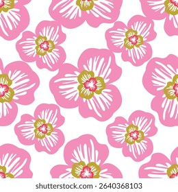 Botanical trendy seamless pattern. Flower and leaves abstract shape doodle art design for print, wallpaper, clipart, wall art for home decoration