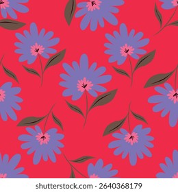 Botanical trendy seamless pattern. Flower and leaves abstract shape doodle art design for print, wallpaper, clipart, wall art for home decoration