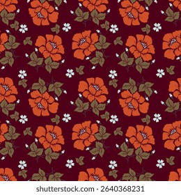 Botanical trendy seamless pattern. Flower and leaves abstract shape doodle art design for print, wallpaper, clipart, wall art for home decoration
