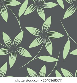 Botanical trendy seamless pattern. Flower and leaves abstract shape doodle art design for print, wallpaper, clipart, wall art for home decoration