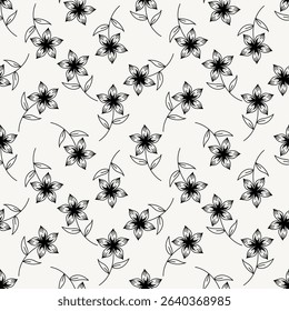 Botanical trendy seamless pattern. Flower and leaves abstract shape doodle art design for print, wallpaper, clipart, wall art for home decoration