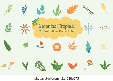 Paquete de elementos de ilustración tropical botánica