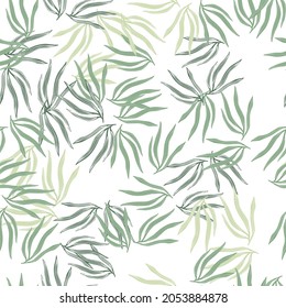 Botanical tropical leaves semless pattern. Abstract tropic leaf isolated on white background. Exotic hawaiian wallpaper. Design for fabric, textile print, wrapping, cover. Vector illustration.