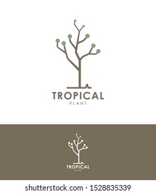 Planilla del logo para el diseño de vectores de plantas tropicales botánicas para la naturaleza, el spa, la belleza, la mediación, la agricultura, las industrias u otras industrias con logotipo de línea plana