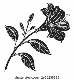 Botanical Vector Art of Hibiscus Blossom