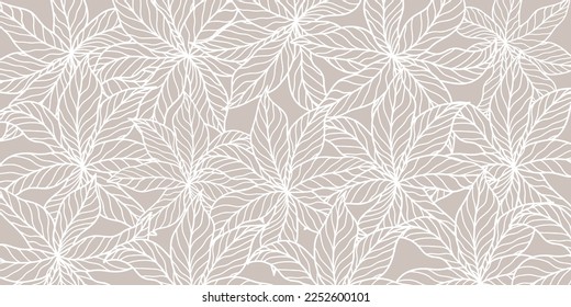 Fondo del vector botánico en tonos beige con hojas para el diseño, papel de pared, impresión, cubiertas